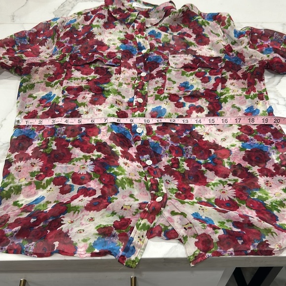 Equipment Femme Floral 100% Silk Long Sleeve Top. Size L - Picture 10 of 11